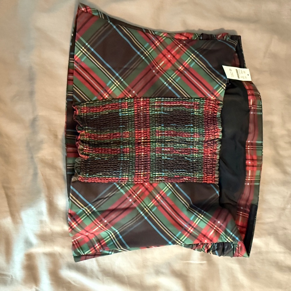 J. Crew Red and Brown Ruched Strapless Top - Picture 3 of 3